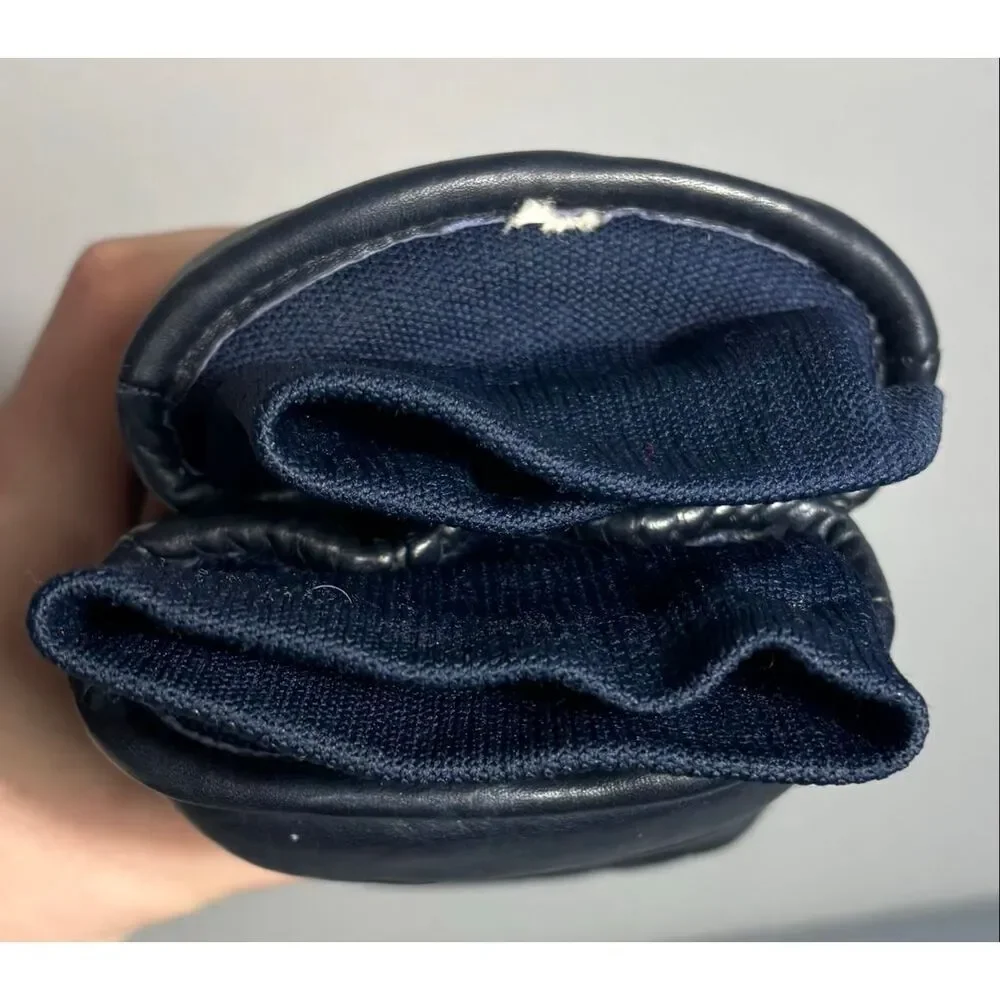 KOMBI Vtg Leather Mittens Ladies Dames Blue Insulated Wrist Cuff Ski Snowboard
